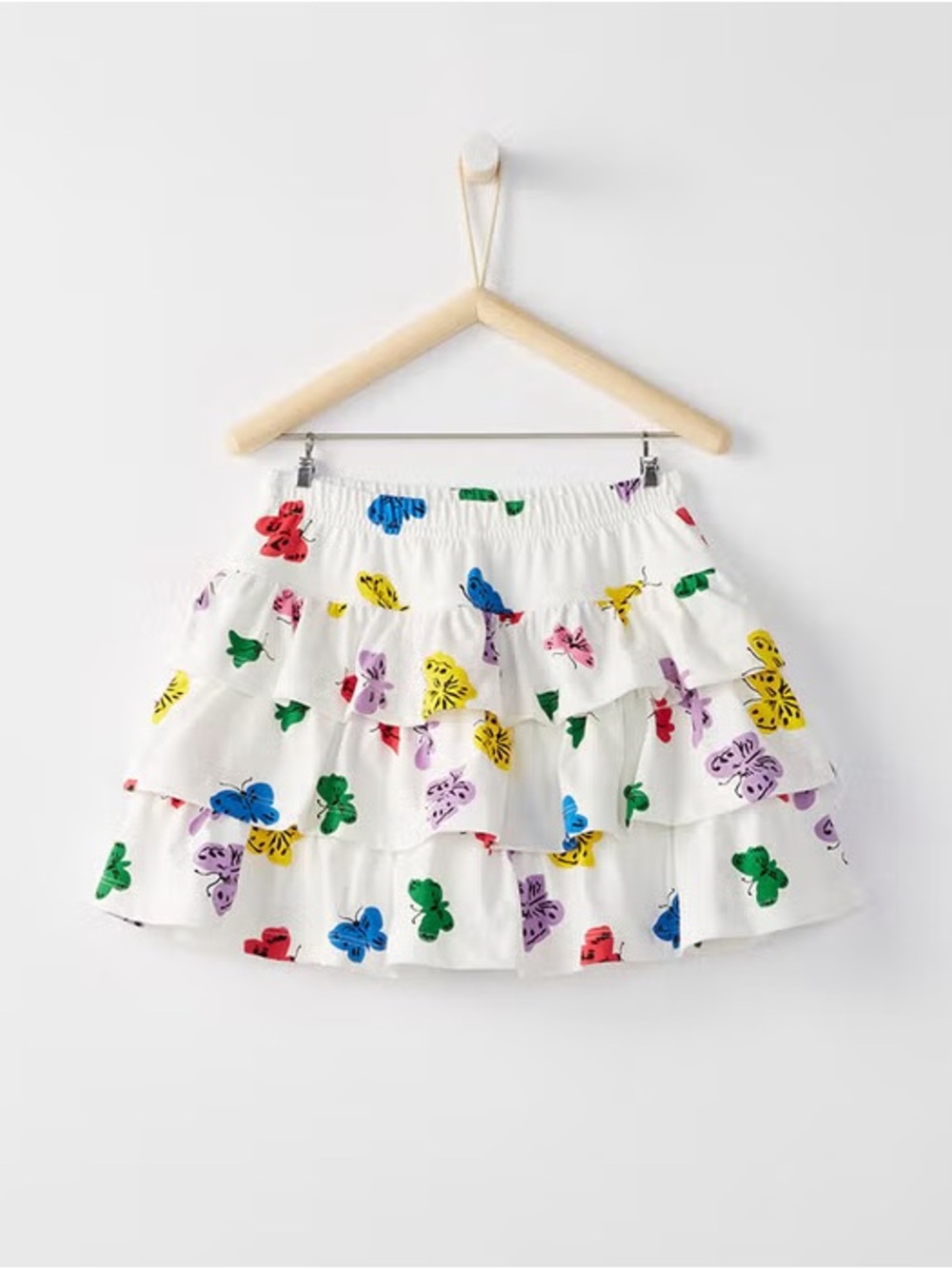 Hanna Andersson White Tiered Skirt with Multicolor Butterfly Print